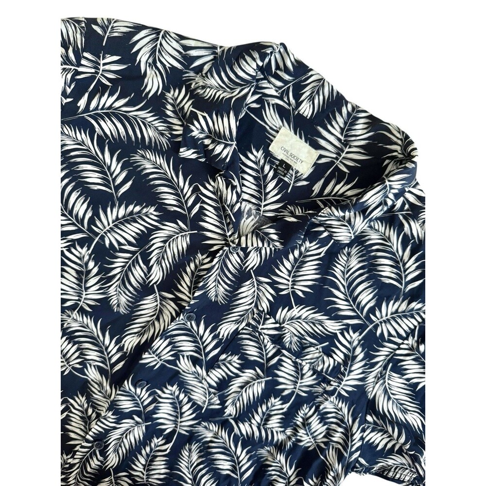 Civil Society Men’s L Hawaiian Palm Tree Button Down Short Sleeve Shirt Vacation